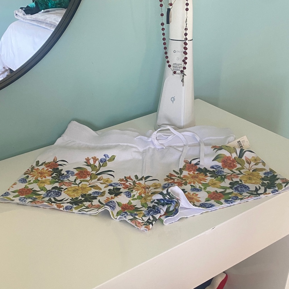 Beach Riot White Floral Athletic Shorts
